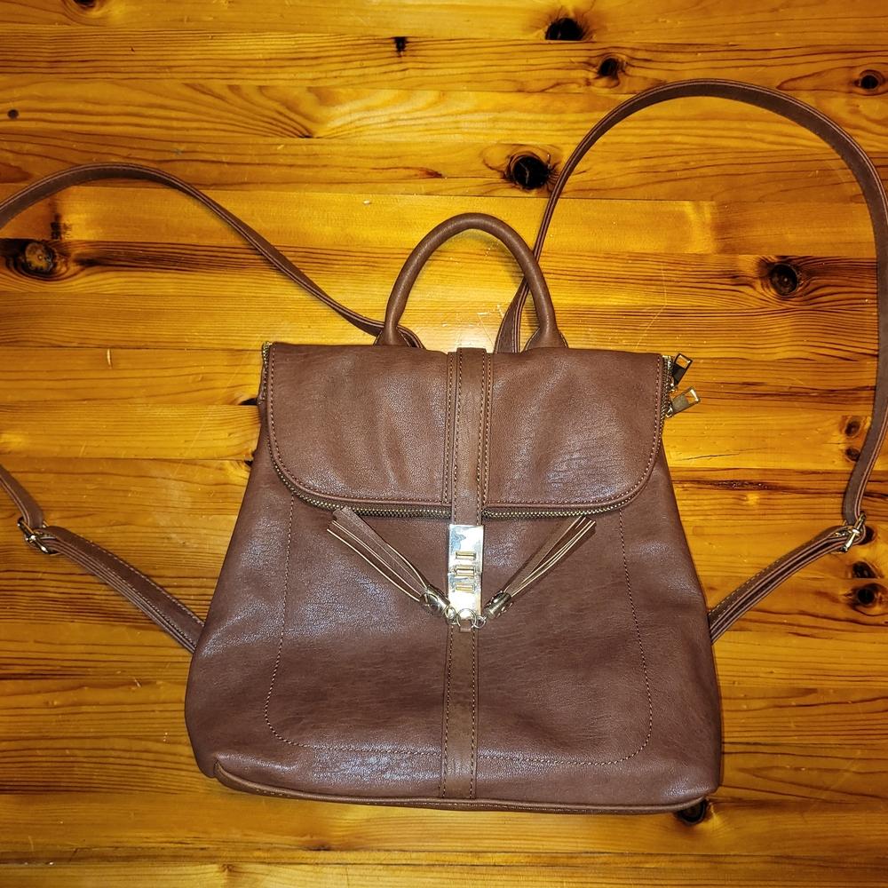 Brown Faux Leather Backpack